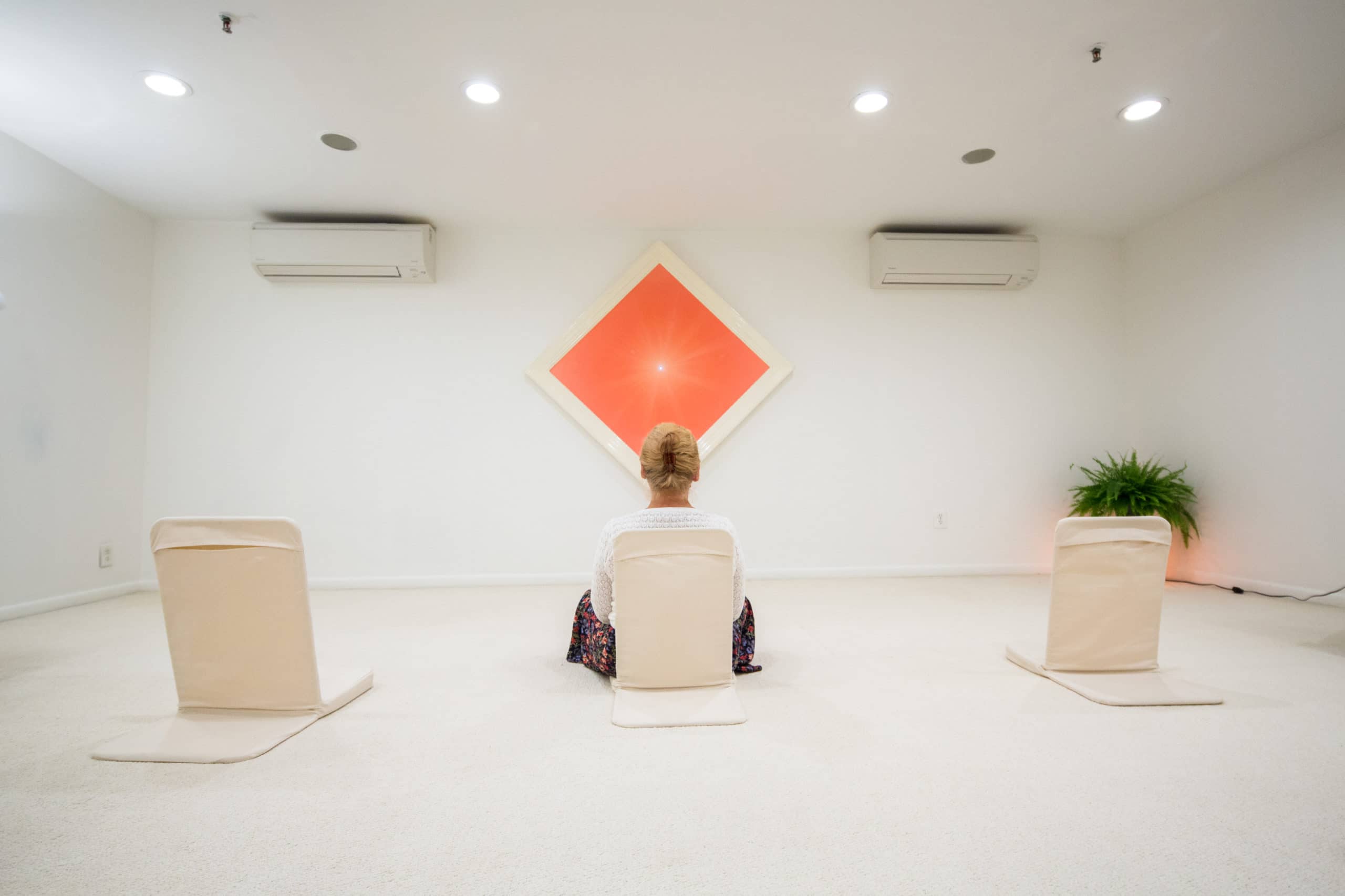 The silence room with its glowing symbol of light